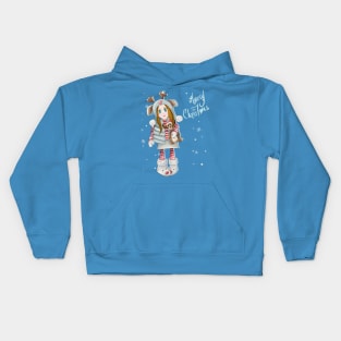 SMALL GIRL IN THE SNOW. Kids Hoodie